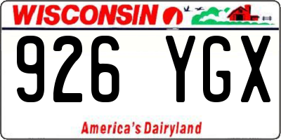 WI license plate 926YGX