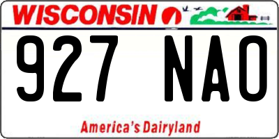 WI license plate 927NAO