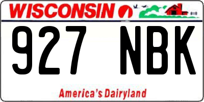 WI license plate 927NBK