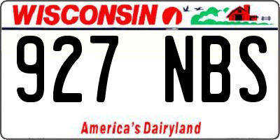 WI license plate 927NBS