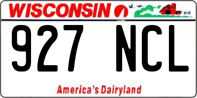 WI license plate 927NCL