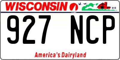 WI license plate 927NCP