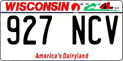 WI license plate 927NCV