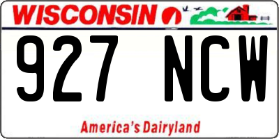 WI license plate 927NCW