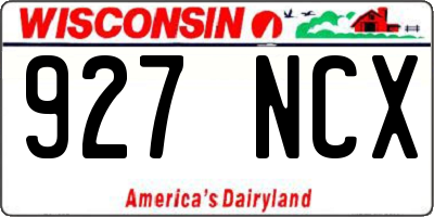WI license plate 927NCX