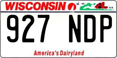 WI license plate 927NDP