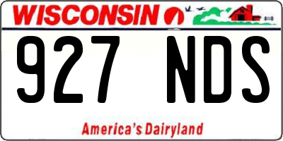 WI license plate 927NDS