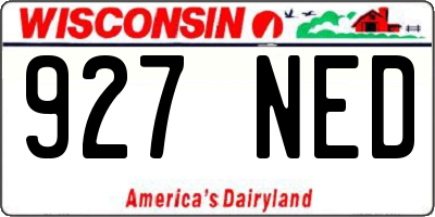 WI license plate 927NED