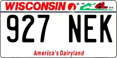 WI license plate 927NEK