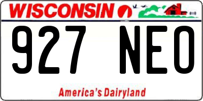 WI license plate 927NEO