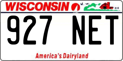 WI license plate 927NET