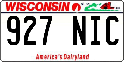 WI license plate 927NIC