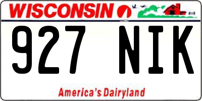 WI license plate 927NIK