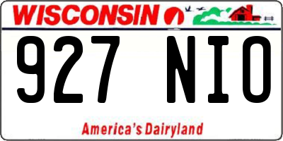 WI license plate 927NIO