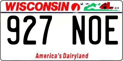 WI license plate 927NOE