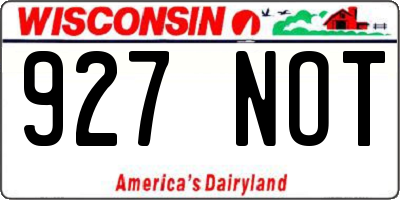 WI license plate 927NOT