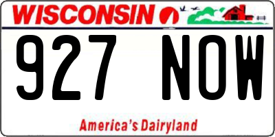 WI license plate 927NOW