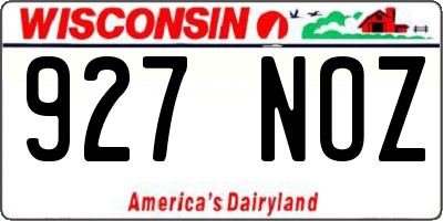 WI license plate 927NOZ