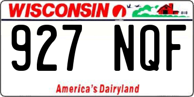 WI license plate 927NQF
