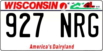 WI license plate 927NRG