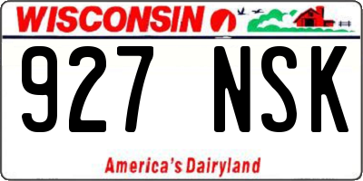 WI license plate 927NSK
