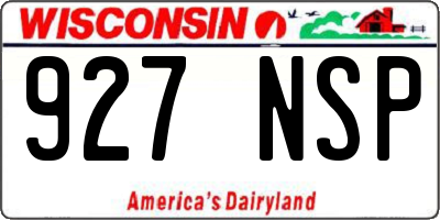 WI license plate 927NSP