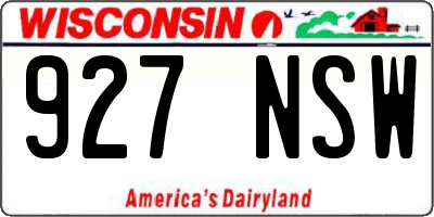 WI license plate 927NSW