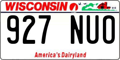 WI license plate 927NUO