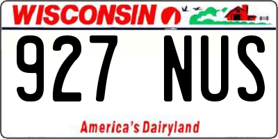 WI license plate 927NUS