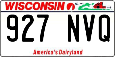 WI license plate 927NVQ