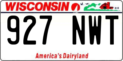 WI license plate 927NWT