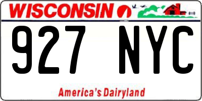 WI license plate 927NYC