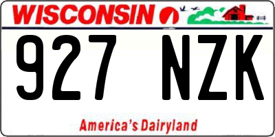 WI license plate 927NZK