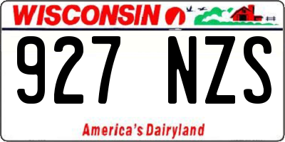 WI license plate 927NZS