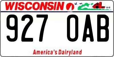 WI license plate 927OAB