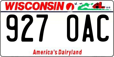 WI license plate 927OAC
