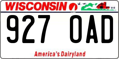WI license plate 927OAD
