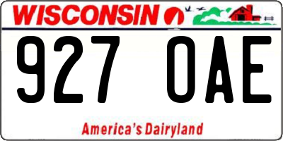 WI license plate 927OAE