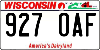 WI license plate 927OAF