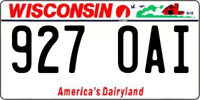 WI license plate 927OAI