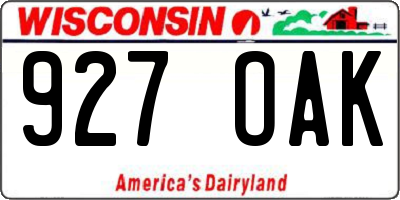 WI license plate 927OAK