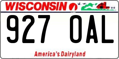 WI license plate 927OAL