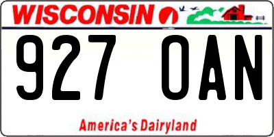 WI license plate 927OAN