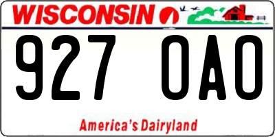 WI license plate 927OAO