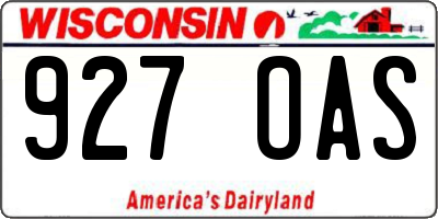 WI license plate 927OAS