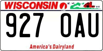 WI license plate 927OAU