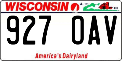WI license plate 927OAV