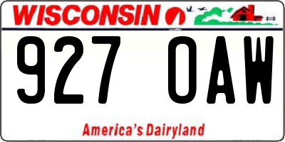 WI license plate 927OAW