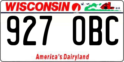 WI license plate 927OBC