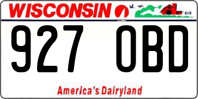 WI license plate 927OBD